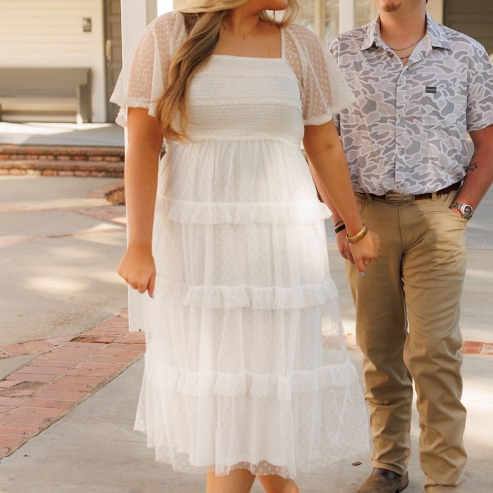 White midi dress